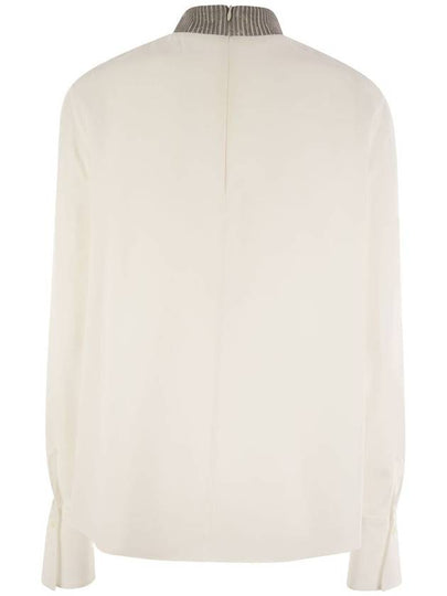 Silk crepe de chine blouse with neck jewel - BRUNELLO CUCINELLI - BALAAN 2