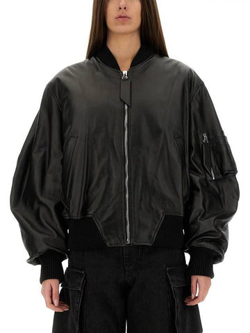 The Attico Leather Bomber Jacket - THE ATTICO - BALAAN 1