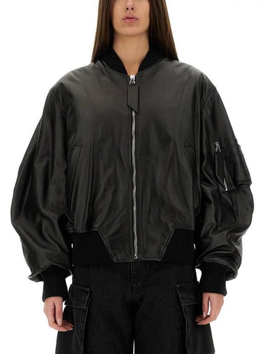 The Attico Leather Bomber Jacket - THE ATTICO - BALAAN 1