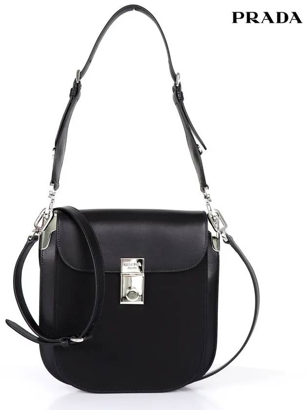 Women's Margit Leather Shoulder Bag Black - PRADA - BALAAN 5