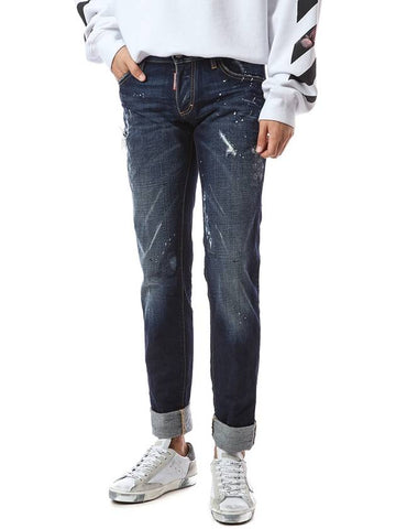 Special Bullet Paint Straight Jeans Blue - DSQUARED2 - BALAAN 1