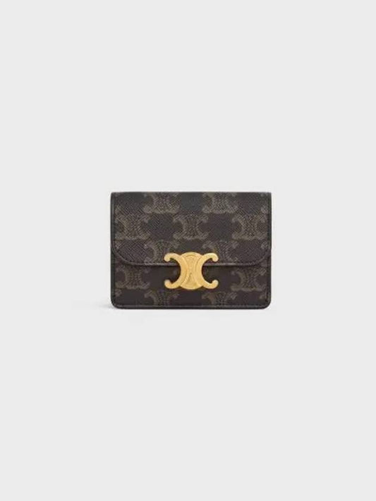 Triomphe Canvas Flap Card Holder Tan Brown - CELINE - BALAAN 2