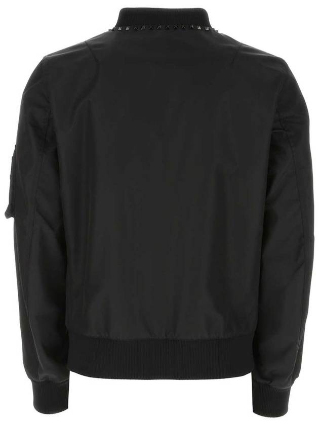 studded neckline nylon bomber jacket black - VALENTINO - BALAAN 3