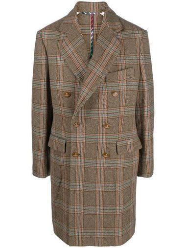 Men's Breasted Check Double Coat Brown - VIVIENNE WESTWOOD - BALAAN 1