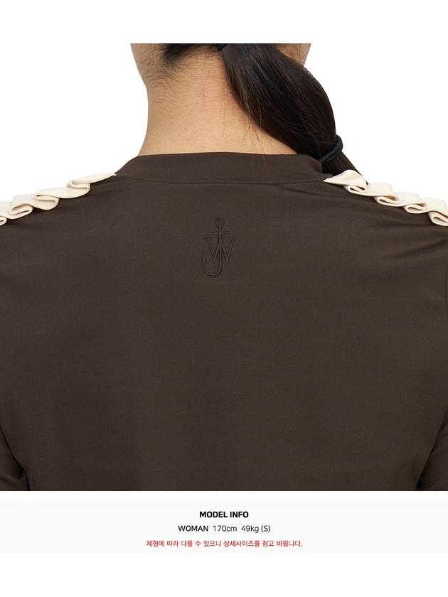 Pleated Trim Long Sleeve T-Shirt Brown - JW ANDERSON - BALAAN 9