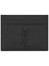 Monogram Crocodile Leather Card Wallet Black - SAINT LAURENT - BALAAN 2