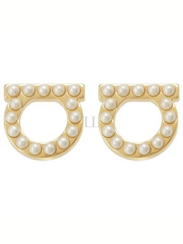 Gancini Pearl Earrings Gold - SALVATORE FERRAGAMO - BALAAN 2