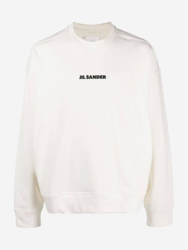 Logo Crew Neck Cotton Sweatshirt Natural - JIL SANDER - BALAAN 1