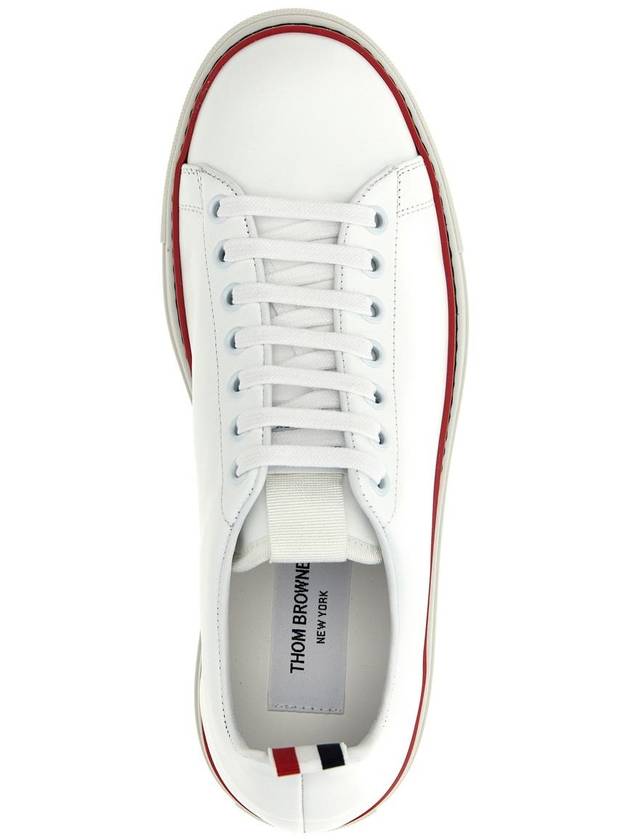 Tennis Vitello Calf Leather Low Top Sneakers White - THOM BROWNE - BALAAN 5