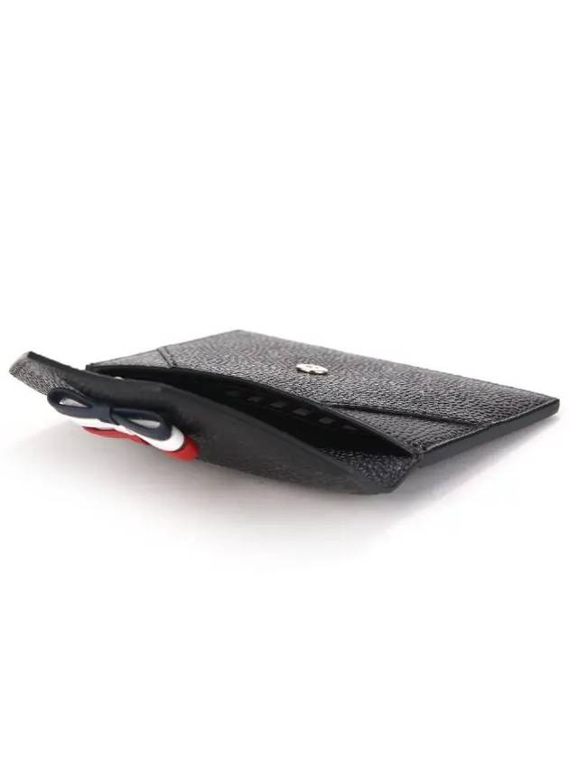 Pebble Grain Leather Bow Detail Envelope Card Wallet Black - THOM BROWNE - BALAAN 4