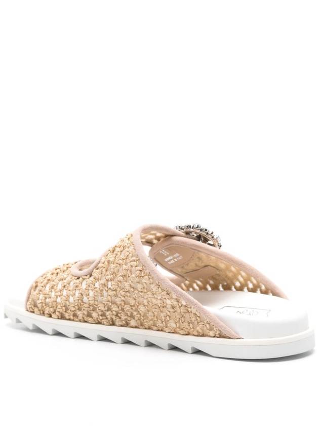 crystal buckle sandals beige - ROGER VIVIER - BALAAN 3