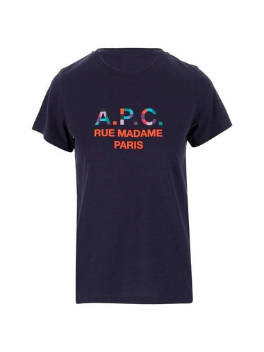 Logo Organic Cotton Short Sleeve T-shirt Navy - A.P.C. - BALAAN 1