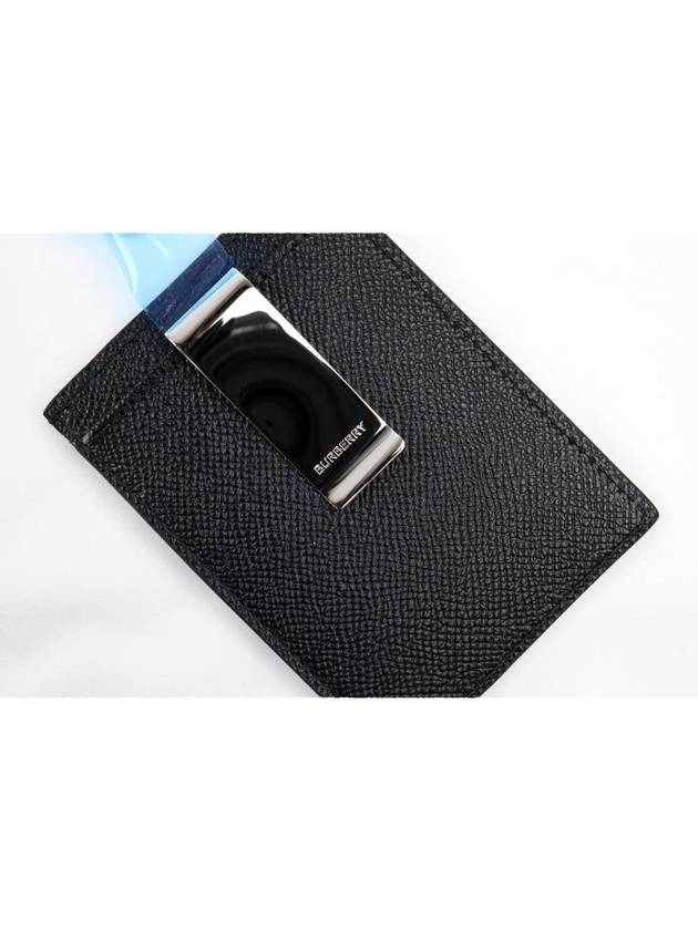 TB Money Clip Grainy Leather Card Wallet Black - BURBERRY - BALAAN 5