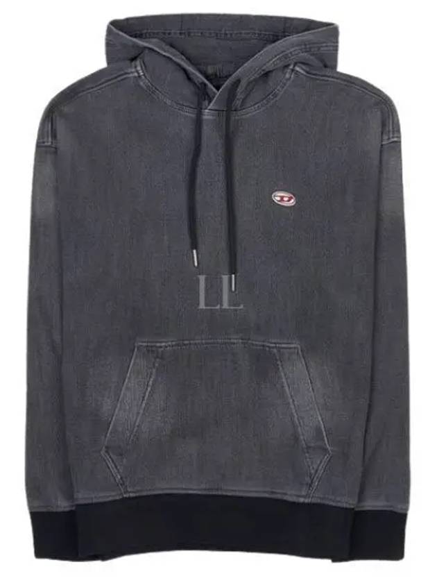 D Um Rib Track Denim Hoodie Black Dark Grey - DIESEL - BALAAN 2