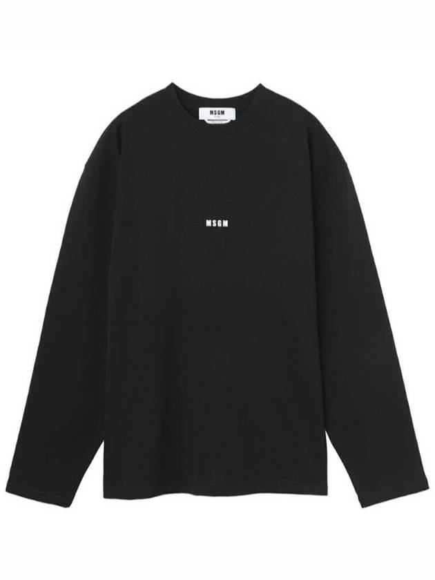 Micro Logo Print Long Sleeve T-Shirt Black - MSGM - BALAAN 5