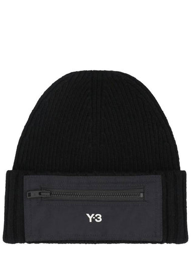 Y-3 Adidas Beanie Ribbed Knit Beanie - ADIDAS - BALAAN 1