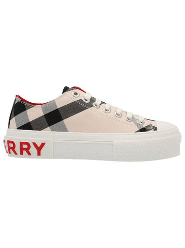 Check Cotton Low Top Sneakers Ivory - BURBERRY - BALAAN 1