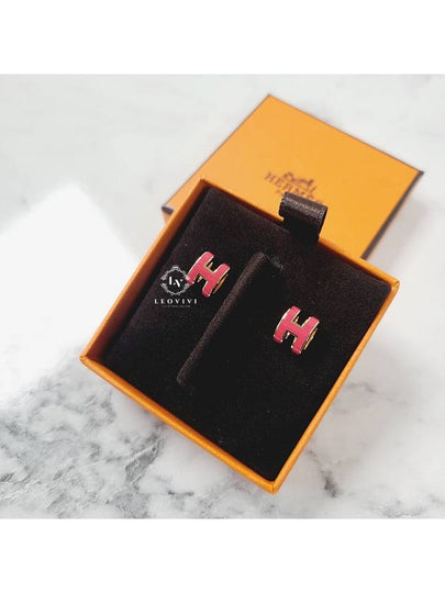 H Logo Mini PopAche Earrings Franvoise Rose Gold H608002F - HERMES - BALAAN 2