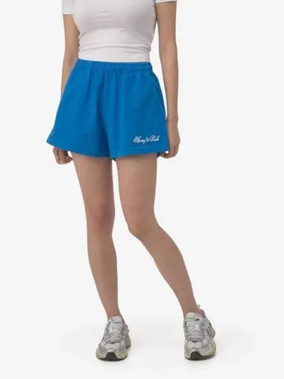 Logo Print Banded Waist Shorts Blue - SPORTY & RICH - BALAAN 2