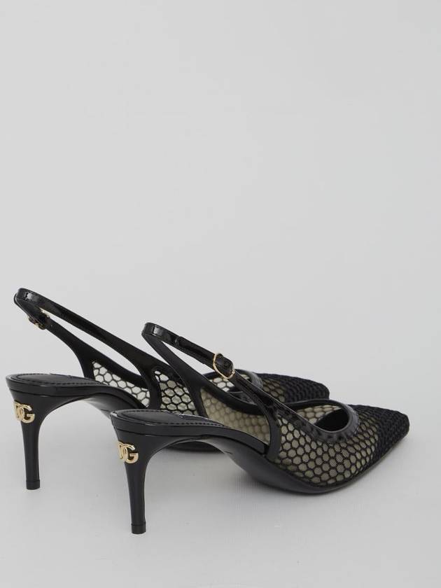 Women's Mesh Patent Leather Slingback Heel Black - DOLCE&GABBANA - BALAAN 4