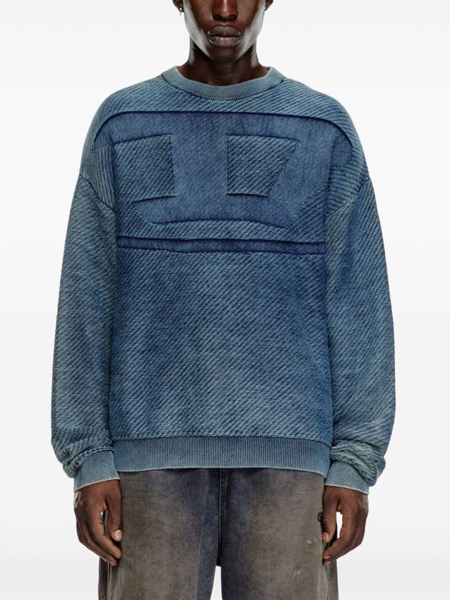 K Klevery Denim Effect Organic Cotton Sweatshirt Blue - DIESEL - BALAAN 3