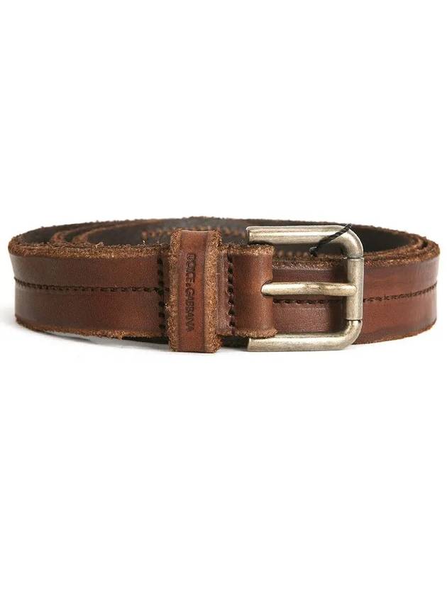 Antique Buckle Stud Leather Belt Brown - DOLCE&GABBANA - BALAAN 3