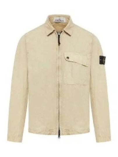 Old Treatment Garment Dyed Overshirt Jacket Beige - STONE ISLAND - BALAAN 2