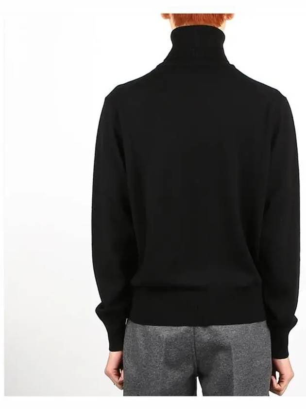 Men's Heart Logo Wool Turtleneck Black - AMI - BALAAN 5