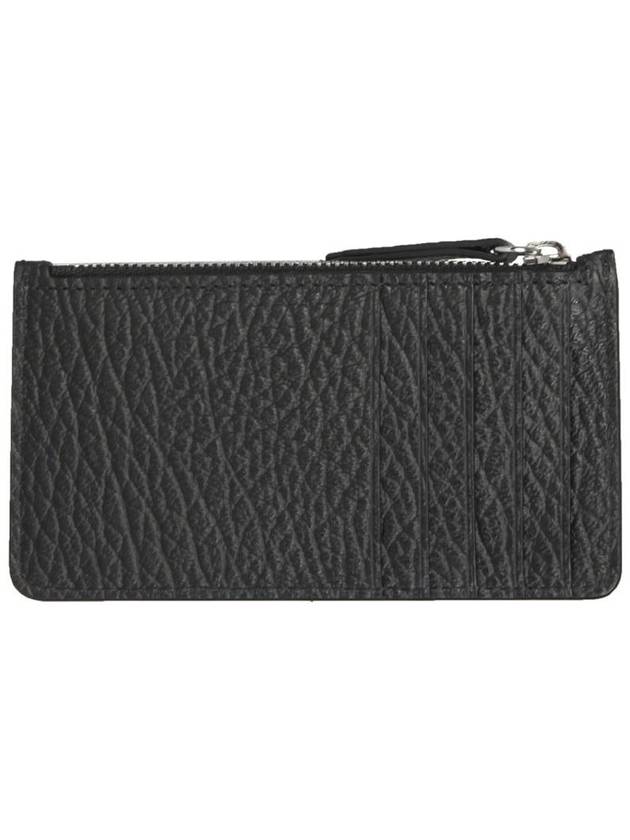 Pebble Leather Stitch Logo Zipper Card Wallet Black - MAISON MARGIELA - BALAAN 5