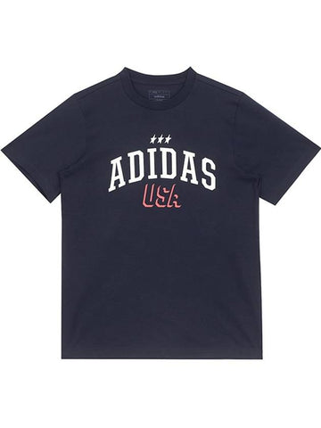 American USA Graphic Short Sleeve T-Shirt Navy - ADIDAS - BALAAN 1