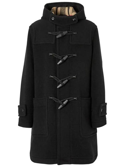 Check Lined Technical Wool Duffel Coat Black - BURBERRY - BALAAN 2