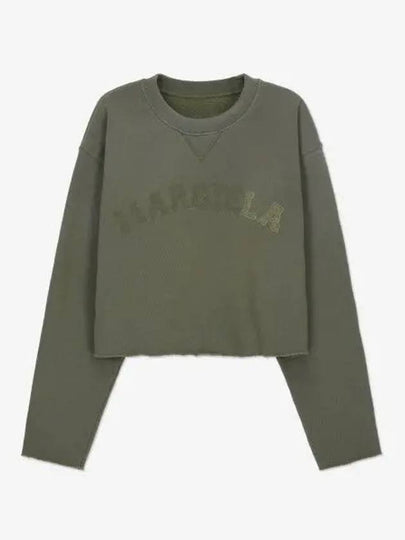 Logo Vintage Cropped Cotton Long Sleeve T-Shirt Green - MAISON MARGIELA - BALAAN 2