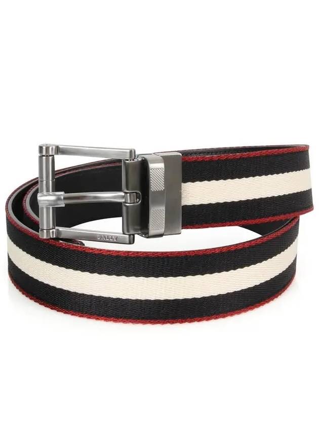 Men's Taylan Double Sided Striped Belt Black - BALLY - BALAAN 2