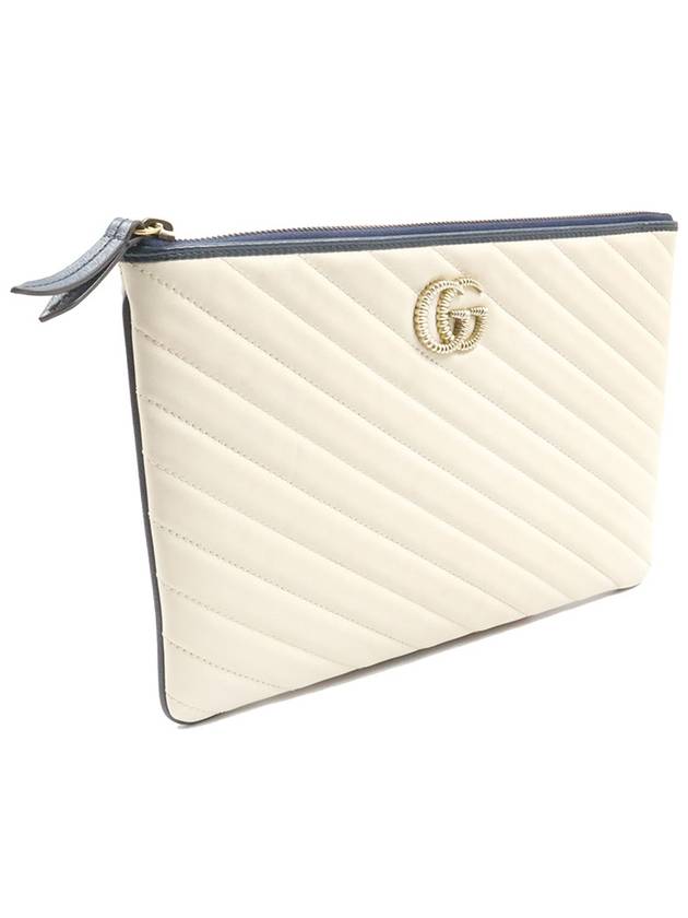 Women s Gucci 573814 White Matelasse Leather GG Marmont Pouch Clutch gt Gangbuk used luxury goods - GUCCI - BALAAN 3