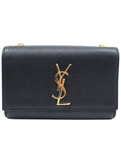 Women s Saint Laurent 469390 Black Grande Poudre Textured Gold Classic Monogram Small Kate Satchel Chain Shoulder Bag gt cross Gangbuk used luxury goods - SAINT LAURENT - BALAAN 2