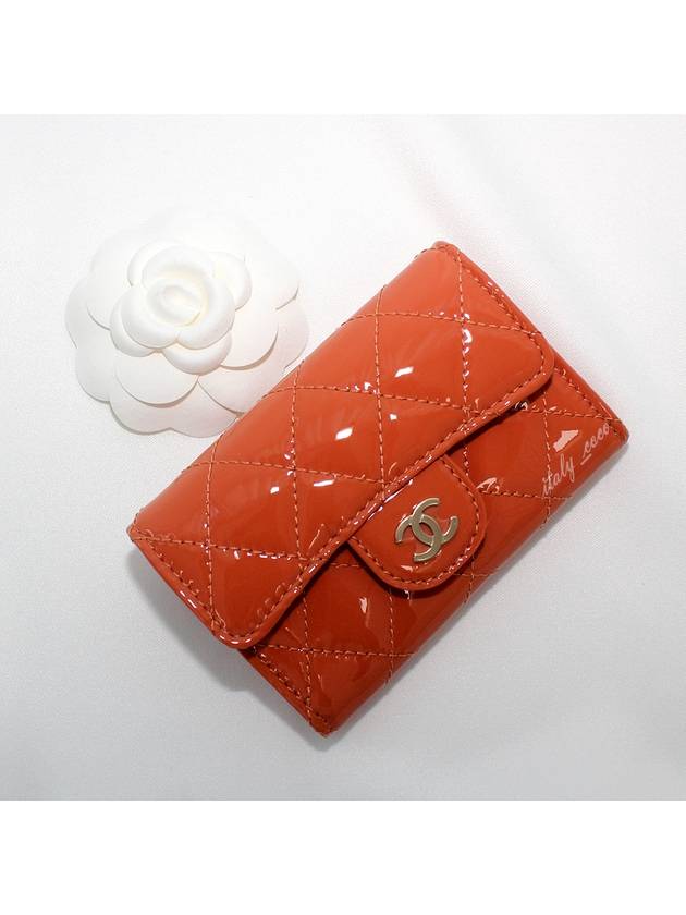 Classic enamel snap card wallet orange champagne gold AP0214 B02244 N0199 - CHANEL - BALAAN 3