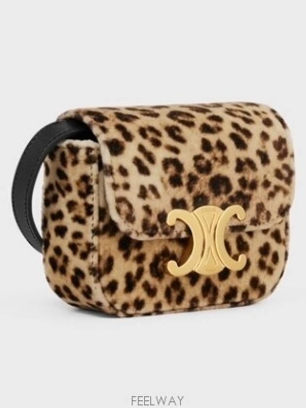 Mini Claude Leopard Print Velvet Cross Bag - CELINE - BALAAN 3