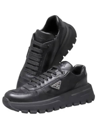 LEATHER NYLON HIGH TOP SNEAKERS - PRADA - BALAAN 1