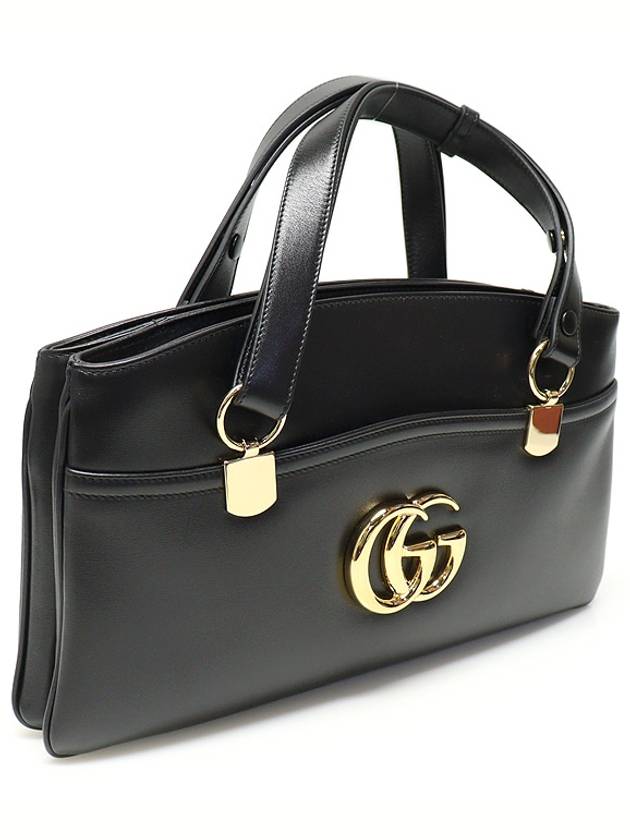 550130 Black Calfskin Gold Plated Double G Ali Large Top Handle Tote Bag - GUCCI - BALAAN 3