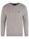 Embroidery Logo Cable Knit Top Grey - POLO RALPH LAUREN - BALAAN 2