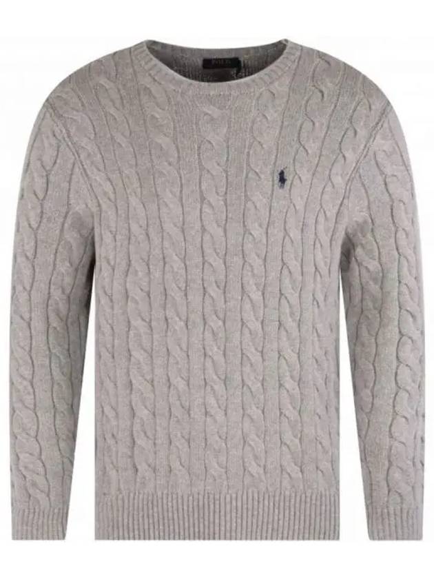 Embroidery Logo Cable Knit Top Grey - POLO RALPH LAUREN - BALAAN 2