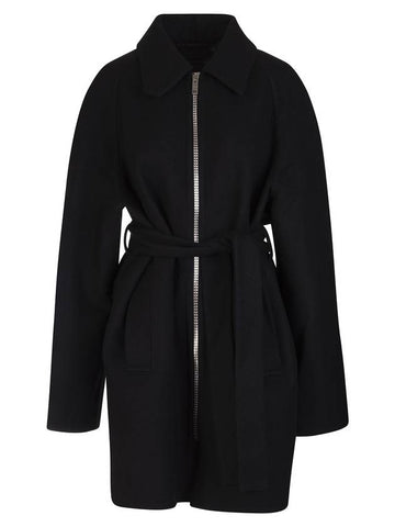 Women's Cashmere Wool Zip-up Single Coat Black - GIVENCHY - BALAAN 1