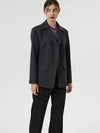 Women's Italian Wool Diagonal Button Single Jacket Twill Grey - RS9SEOUL - BALAAN 3