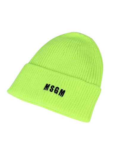 Embroidered Logo Solid Beanie Fluo Yellow - MSGM - BALAAN 1