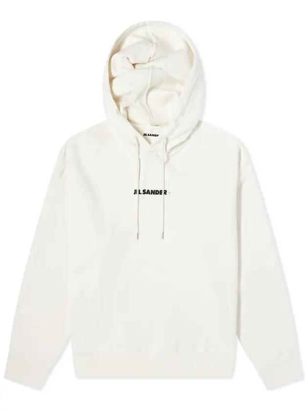 Logo Print Cotton Hooded Top White - JIL SANDER - BALAAN.