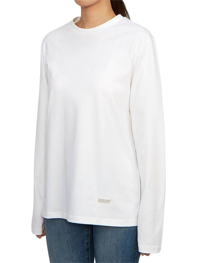 Logo Plaque Cotton Long Sleeve T-shirt White - JIL SANDER - BALAAN 3