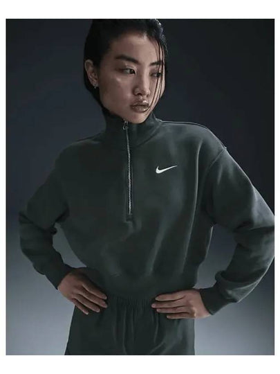 Sportswear Phoenix Fleece Full Zip Crop W Vintage Green DQ5768 338 - NIKE - BALAAN 2