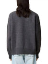 Heart Logo V Neck Wool Cardigan Heather Grey - AMI - BALAAN 5