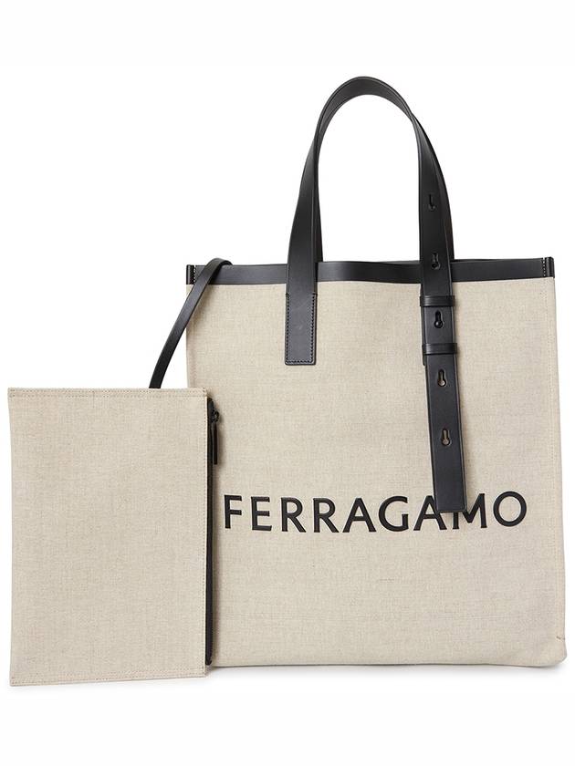 Signature Tote Bag Natural - SALVATORE FERRAGAMO - BALAAN 3