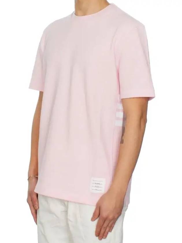 Men s side diagonal striped short sleeve t shirt light pink - THOM BROWNE - BALAAN 4